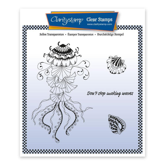 CLEARANCE Wild & Beautiful -  Under the Sea - Jellyfish A5 Square Stamp Set