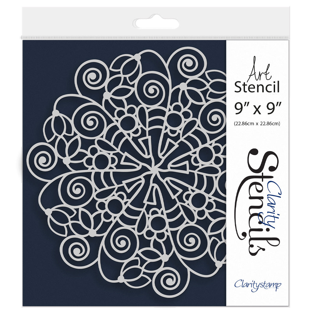 Barbara's Snowdrop Doodle Round 9" x 9" Frameless Stencil