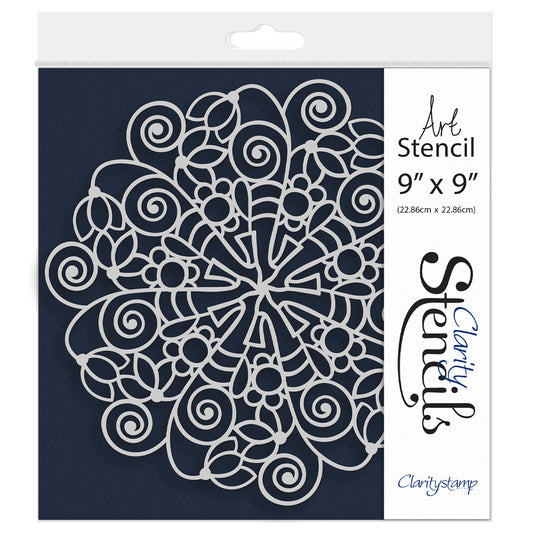 Barbara's Snowdrop Doodle Round 9" x 9" Frameless Stencil