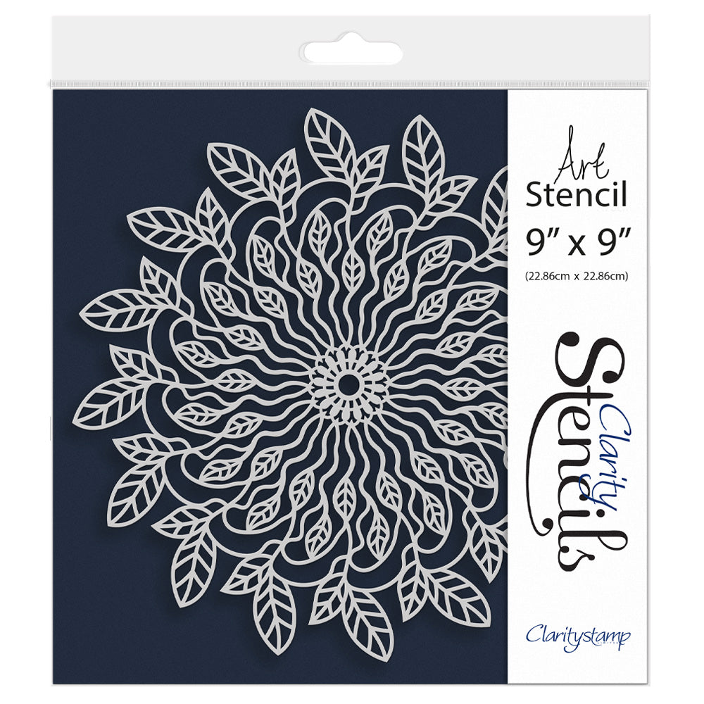 Barbara's Leafy Doodle Round 9" x 9" Frameless Stencil