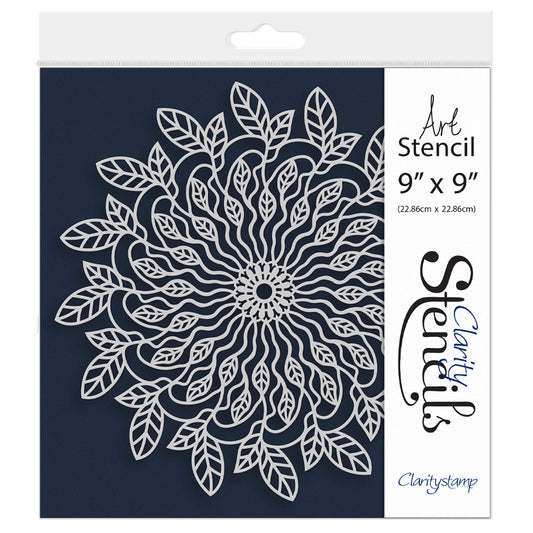 Barbara's Leafy Doodle Round 9" x 9" Frameless Stencil