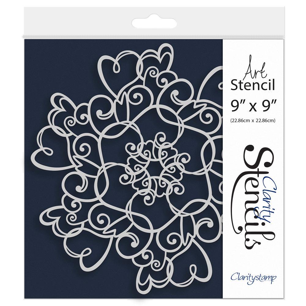 Barbara's Love Heart Doodle Round 9" x 9" Frameless Stencil