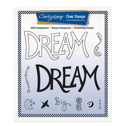 Dream - Feel Good Words - Two Way Overlay A5 Square Stamp & Mask Set