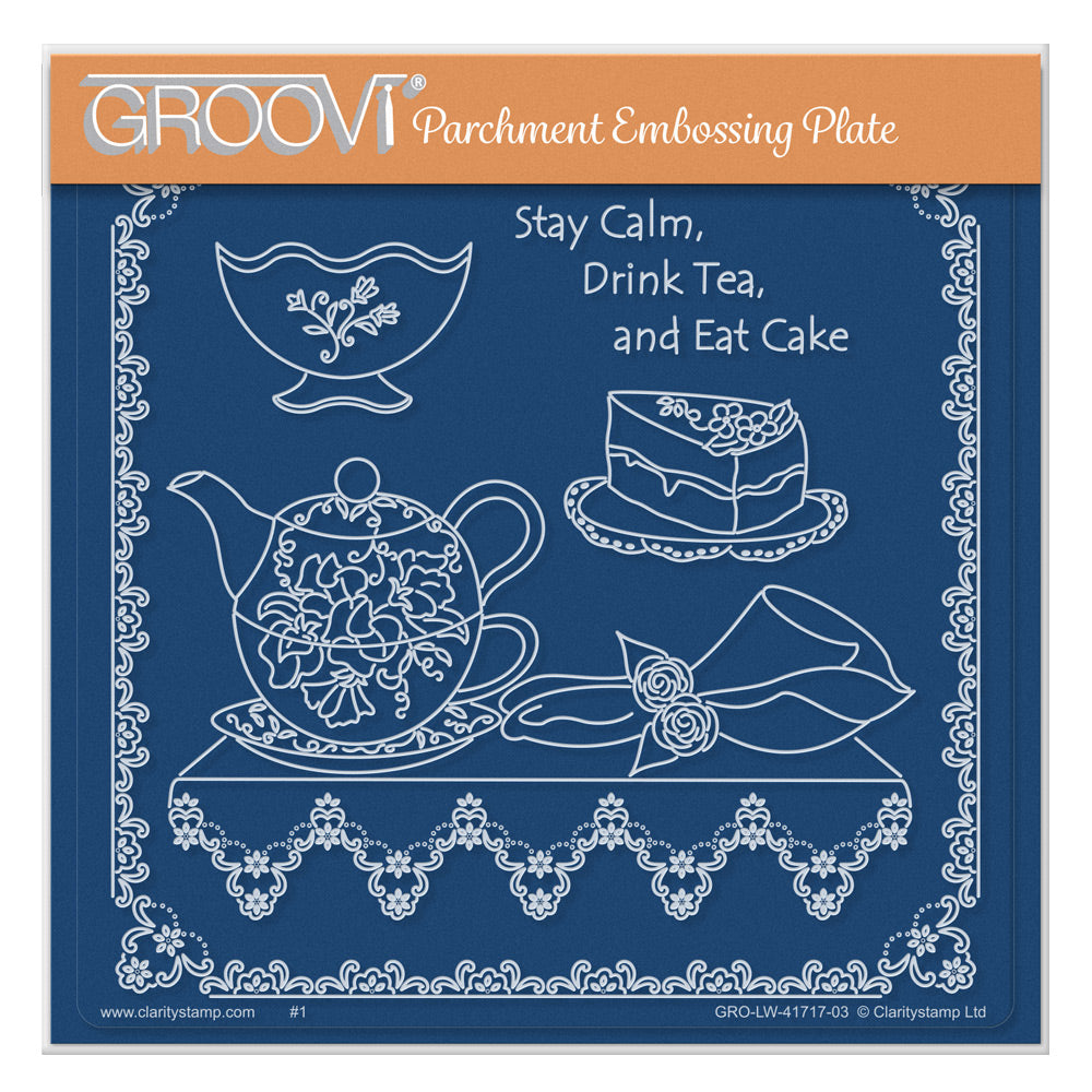 Linda's Stay Calm & Drink Tea A5 Square Groovi Plate