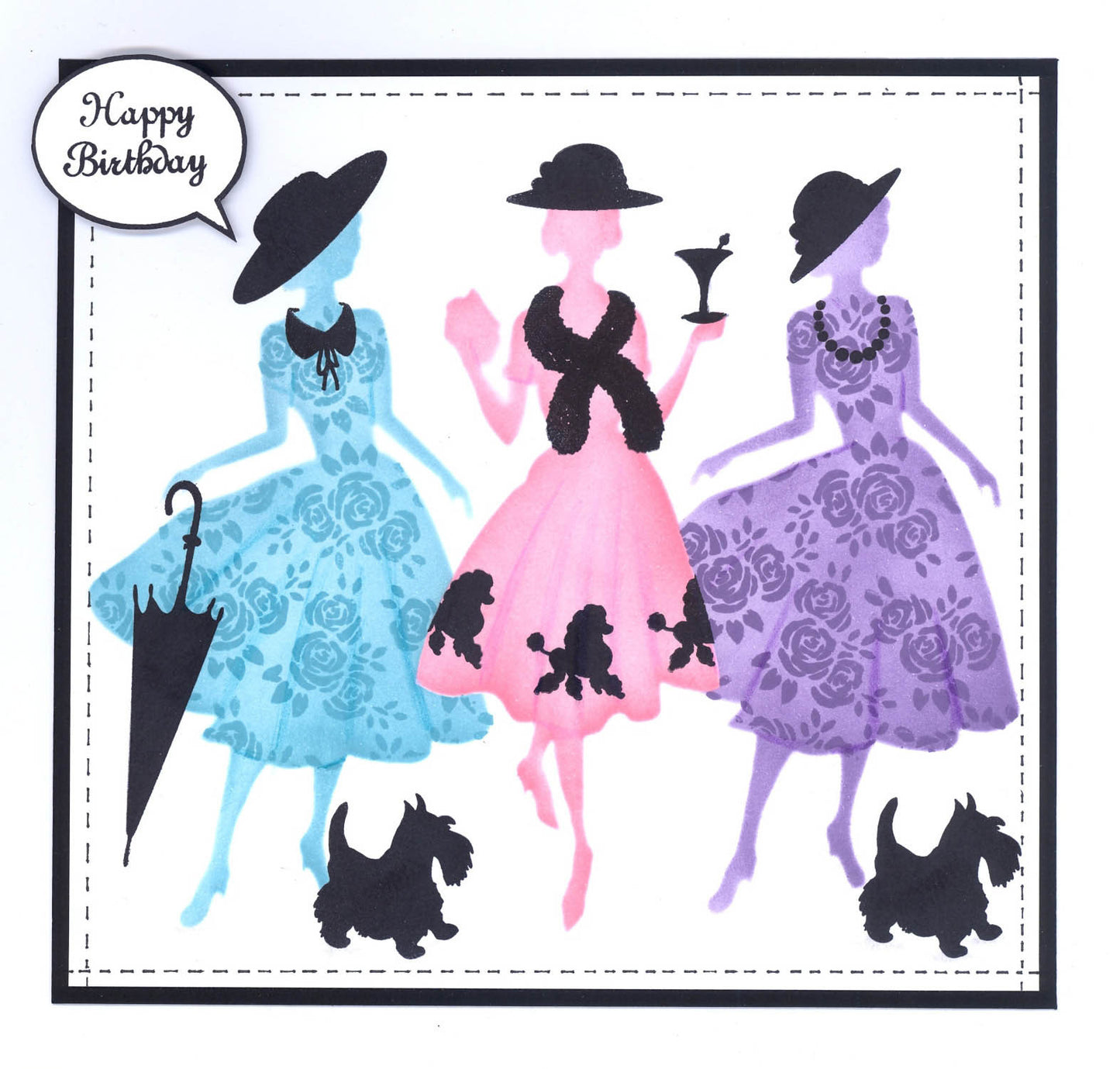 Elegant Ladies 3 7" x 7" Stencil