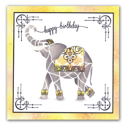 Elephant & Trellis 7" x 7" Stencil Duo