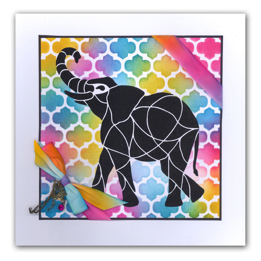 Elephant & Trellis 7" x 7" Stencil Duo