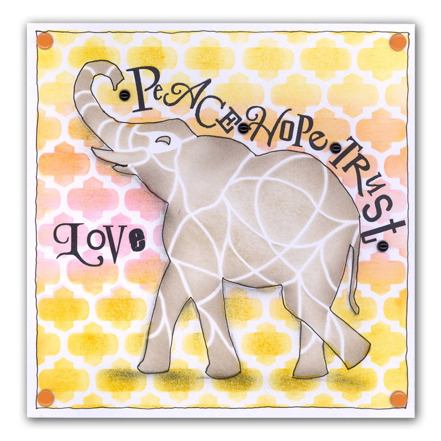 Elephant & Trellis 7" x 7" Stencil Duo