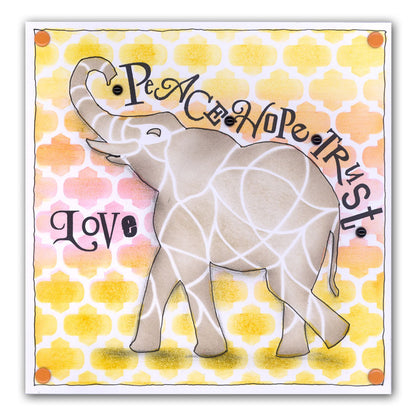 Elephant & Trellis 7" x 7" Stencil Duo