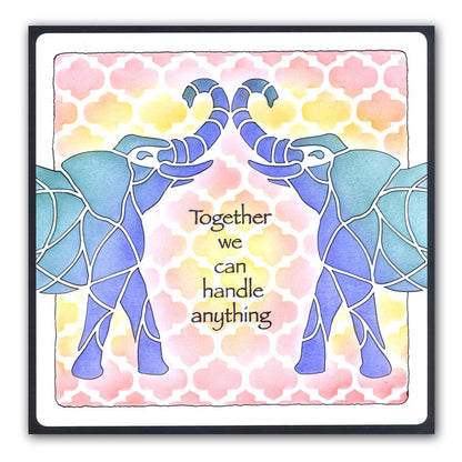 Elephant & Trellis 7" x 7" Stencil Duo