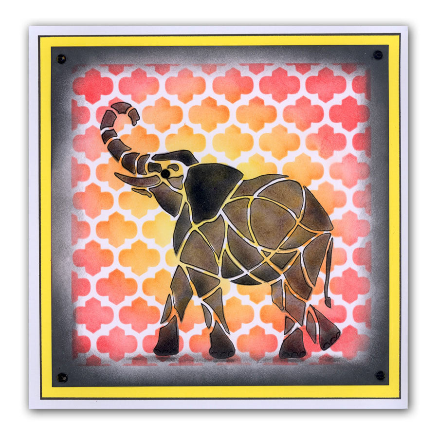 Elephant & Trellis 7" x 7" Stencil Duo