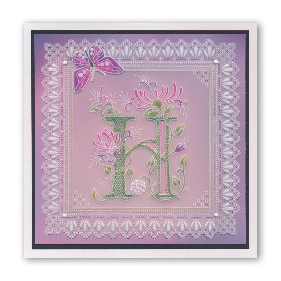 Floral Alphabet - Letter H A6 Square Groovi Plate