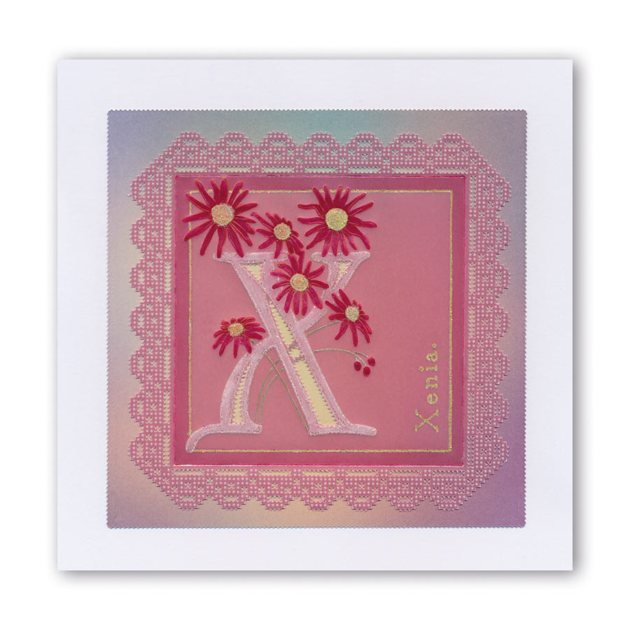 Floral Alphabet - Letter X A6 Square Groovi Plate
