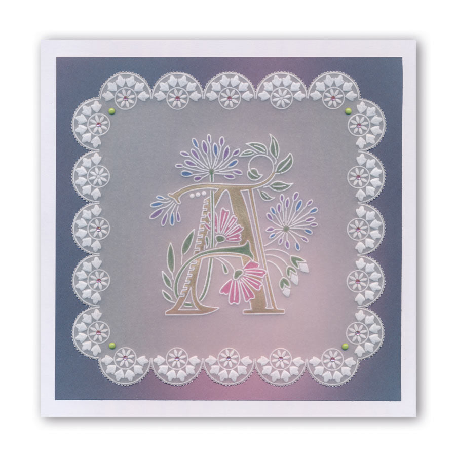 Floral Alphabet - Letter A A6 Square Groovi Plate