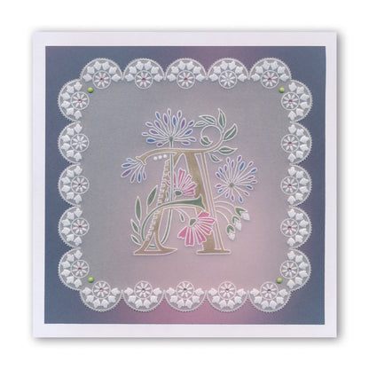Floral Alphabet - Letter A A6 Square Groovi Plate