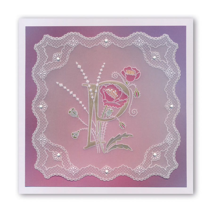 Floral Alphabet - Letter P A6 Square Groovi Plate