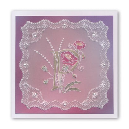 Floral Alphabet - Letter P A6 Square Groovi Plate