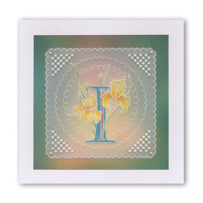 Floral Alphabet - Letter I A6 Square Groovi Plate