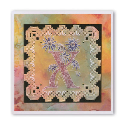 Floral Alphabet - Letter X A6 Square Groovi Plate