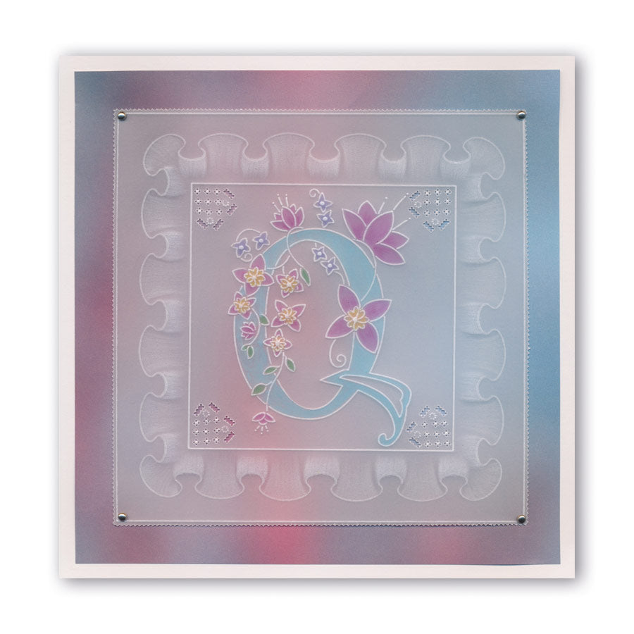 Floral Alphabet - Letter Q A6 Square Groovi Plate
