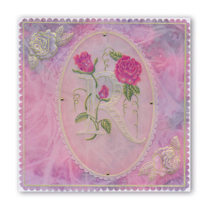 Floral Alphabet A6 Square Groovi Plate Collection