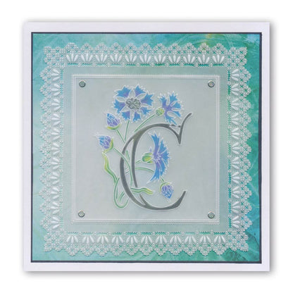 Floral Alphabet - Letter C A6 Square Groovi Plate