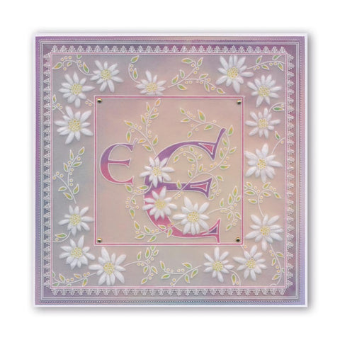 Floral Alphabet - Letter E A6 Square Groovi Plate