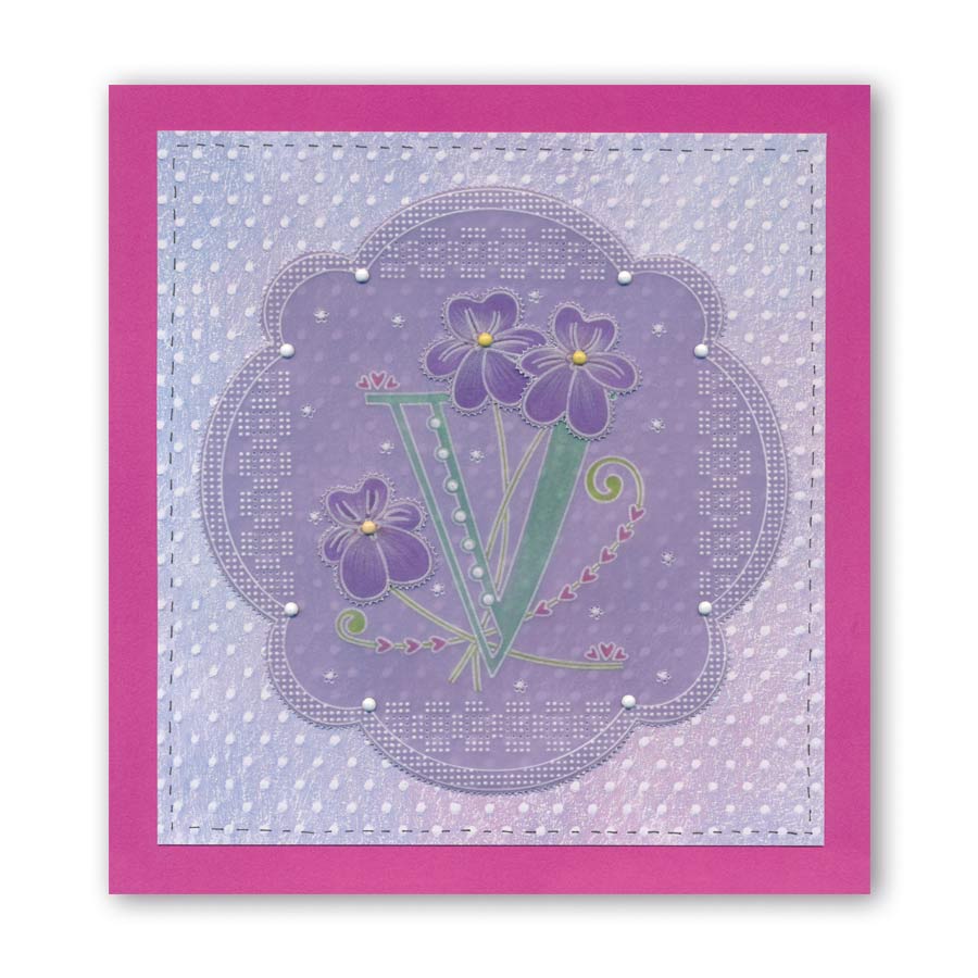 Floral Alphabet - Letter V A6 Square Groovi Plate