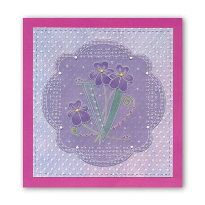 Floral Alphabet - Letter V A6 Square Groovi Plate
