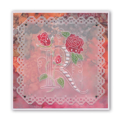 Floral Alphabet - Letter R A6 Square Groovi Plate