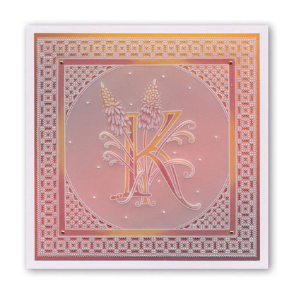 Floral Alphabet - Letter K A6 Square Groovi Plate