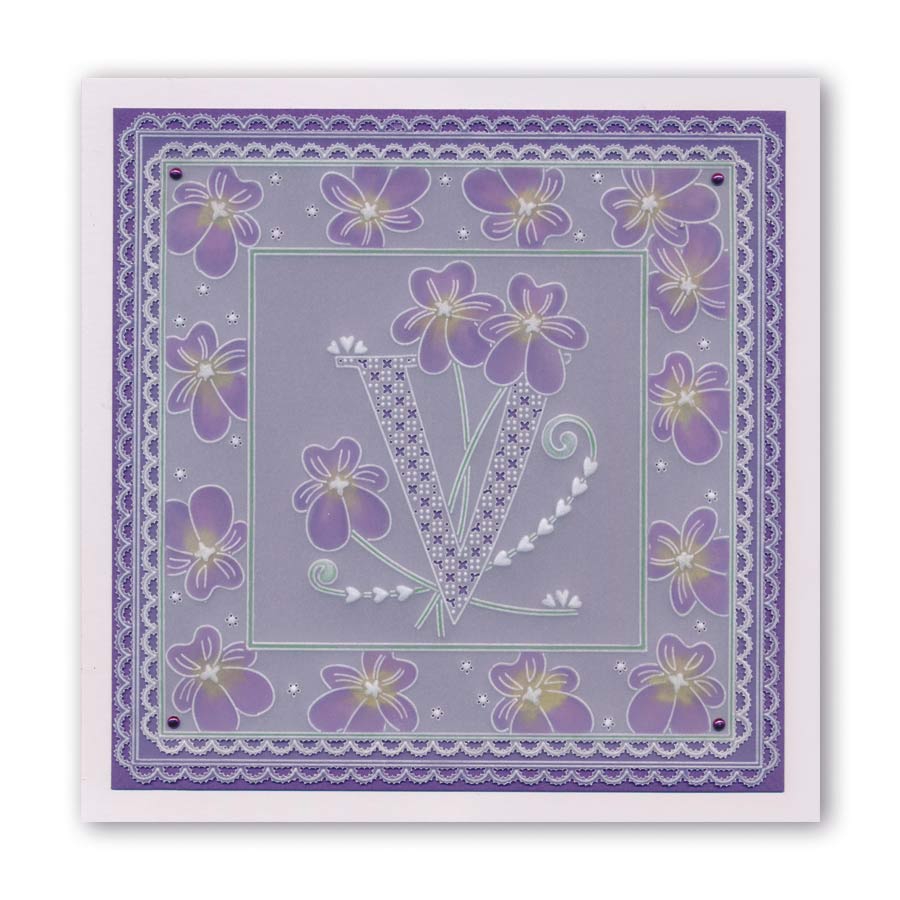 Floral Alphabet - Letter V A6 Square Groovi Plate
