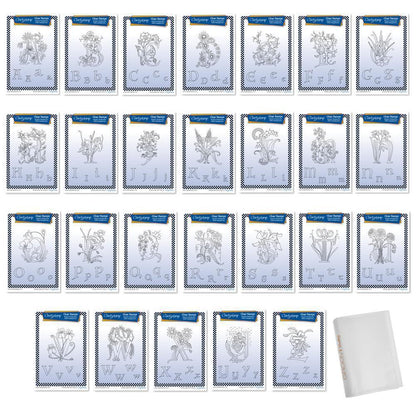 Floral Alphabet A6 Square Stamp & Folder Collection