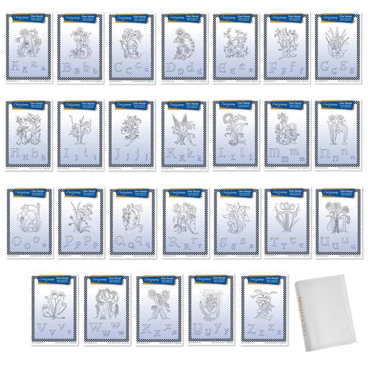 Floral Alphabet A6 Square Stamp & Folder Collection