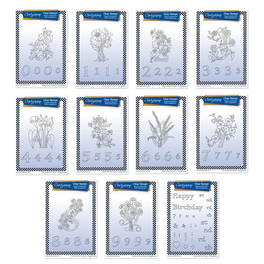 Floral Numbers A6 Square Stamp & Folder Collection