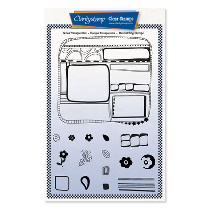 Flower Power Retro Layout Montage A5 Stamp & Mask Set