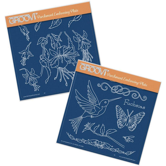 Jayne's Fuchsias A5 Square Groovi Plate Set