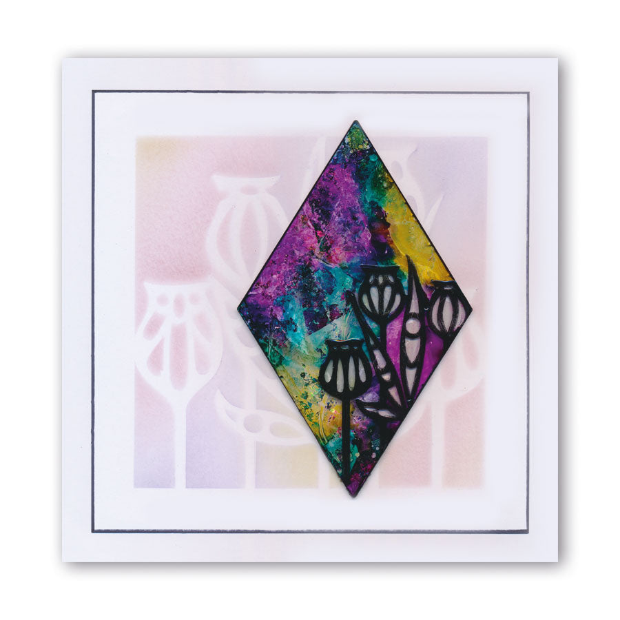 Funky Foliage 7" x 7" Stencil