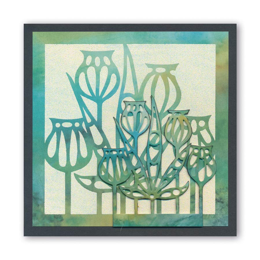 Funky Foliage 7" x 7" Stencil