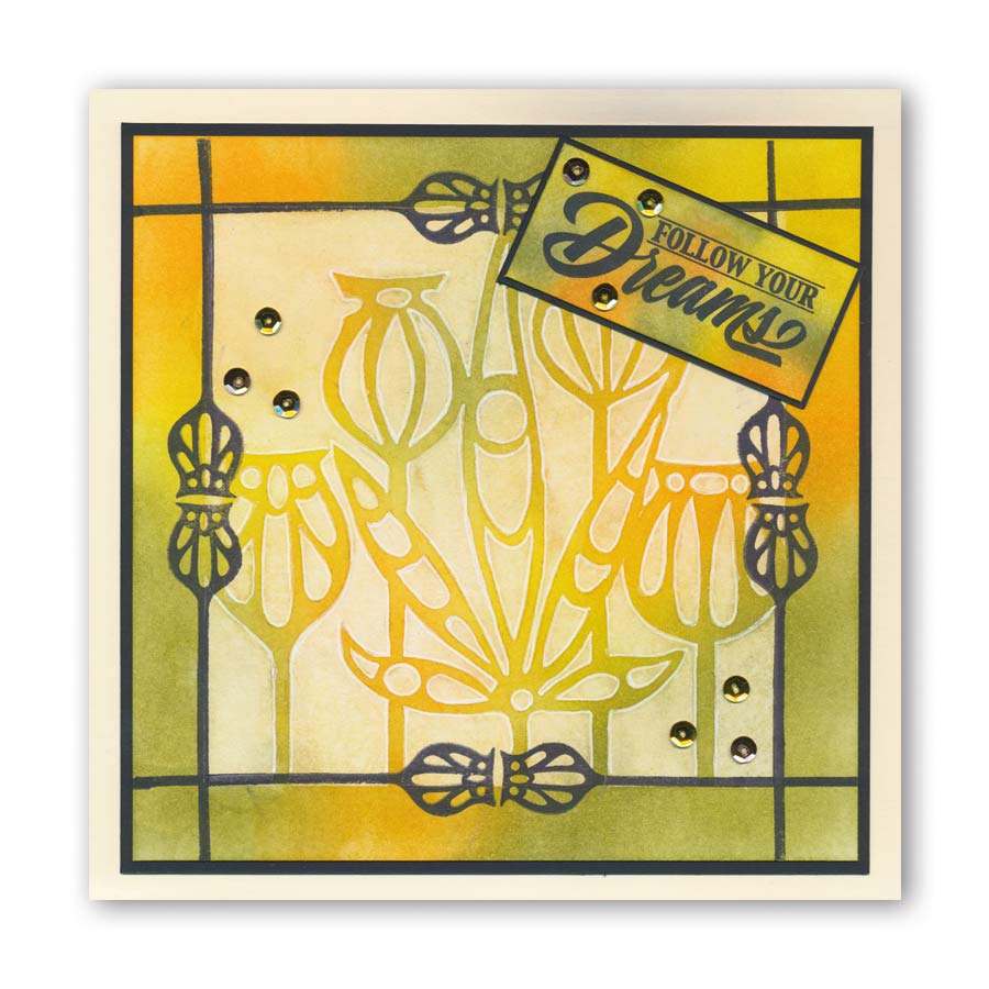 Funky Foliage 7" x 7" Stencil