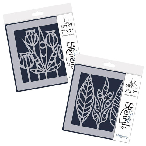 Funky Foliage & Leaves 7" x 7" Stencil Collection