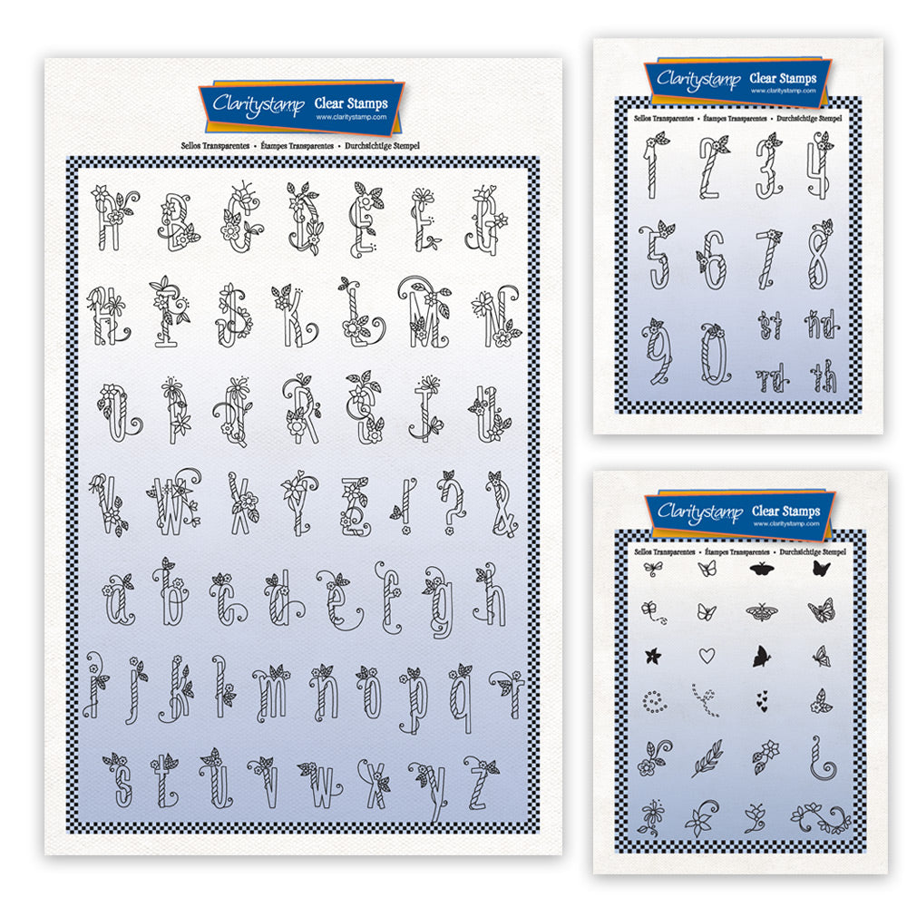 Barbara's Happy Alphabet, Numbers & Embellishment A4 & A6 Square Stamp Collection