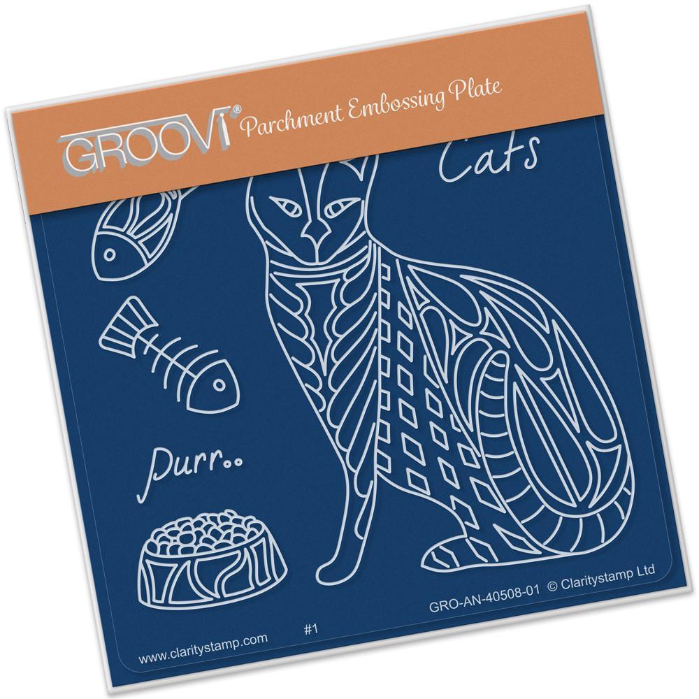 Cat Front A6 Square Groovi Baby Plate