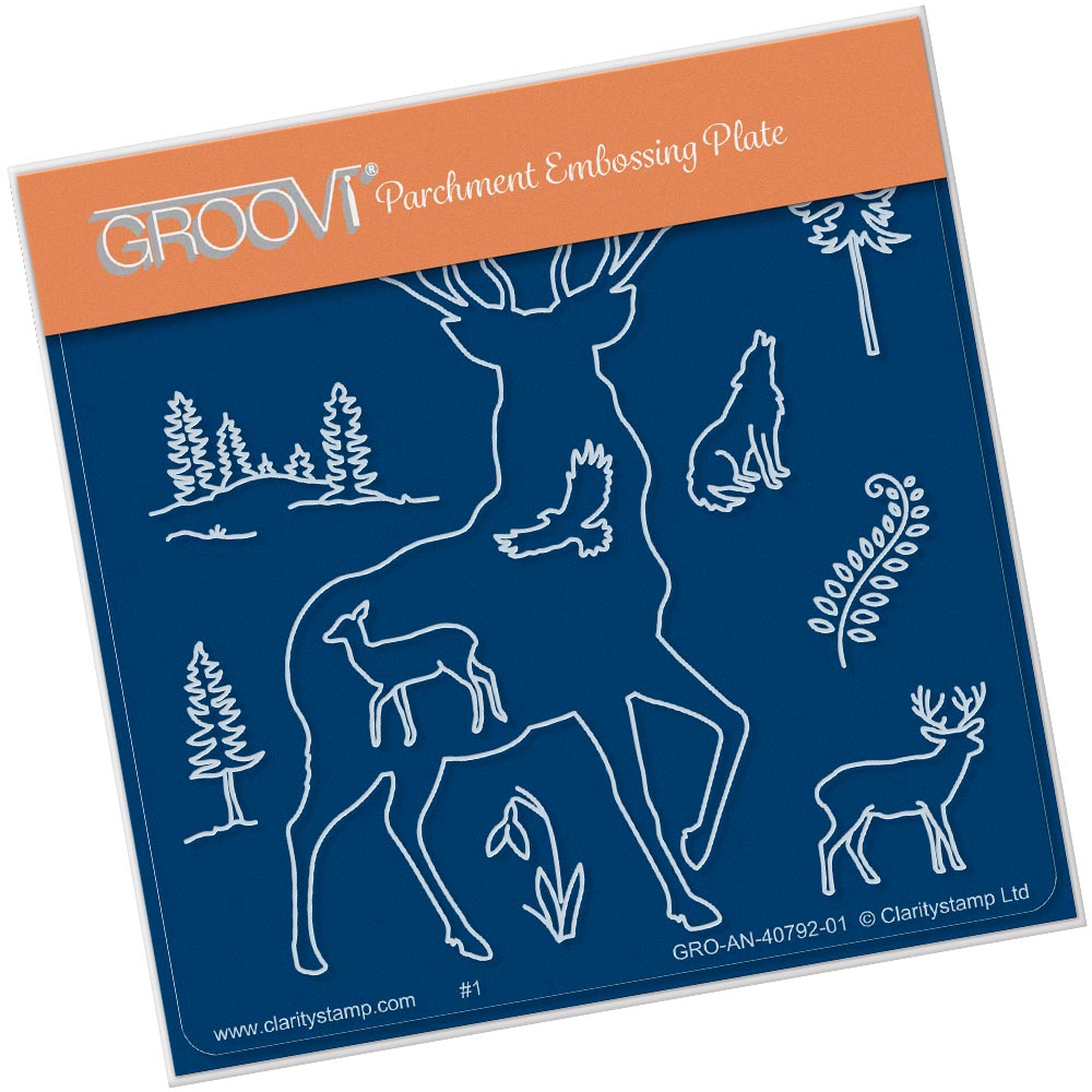 Stag Outline A6 Square Groovi Baby Plate