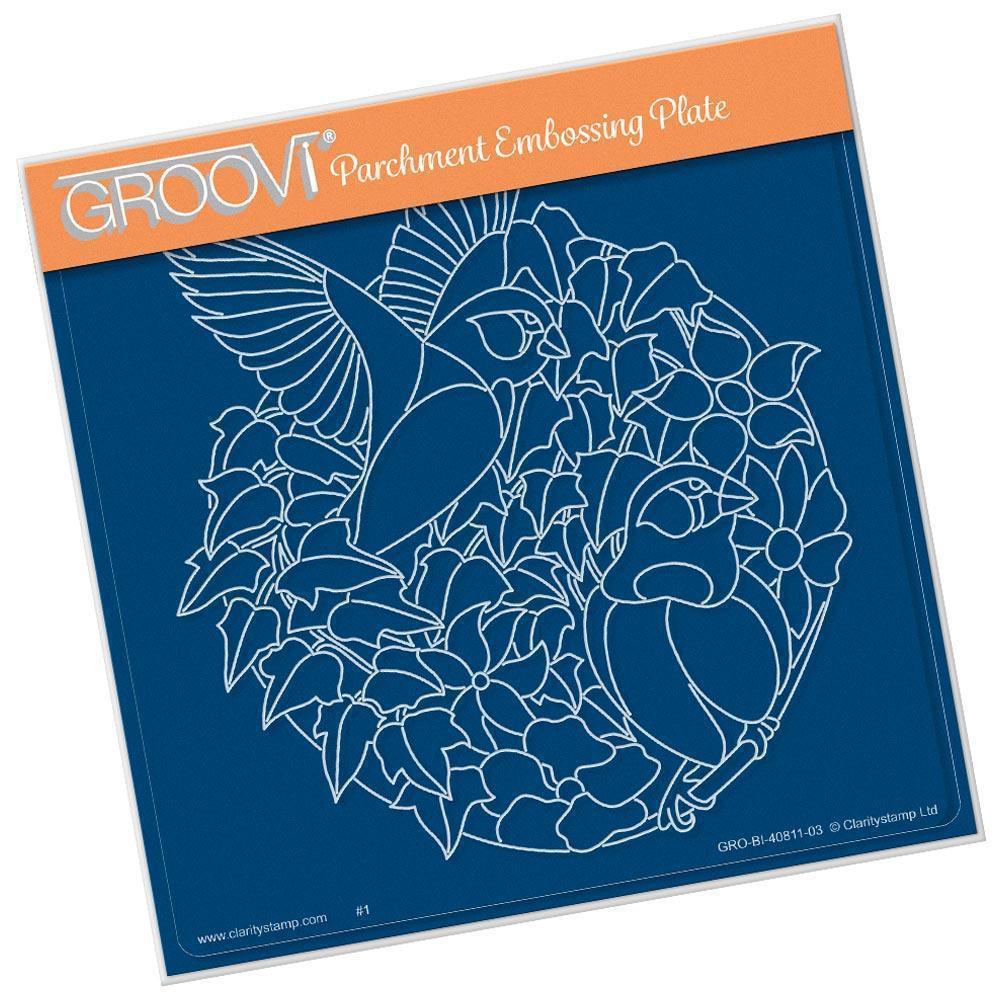 CLEARANCE Leafy Birds Round A5 Square Groovi Plate