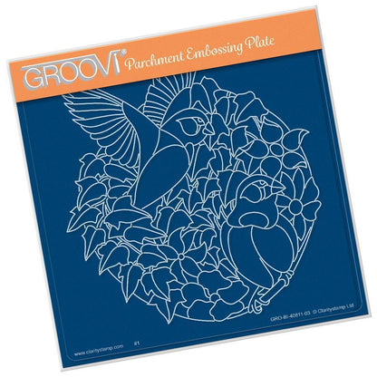 CLEARANCE Leafy Birds Round A5 Square Groovi Plate