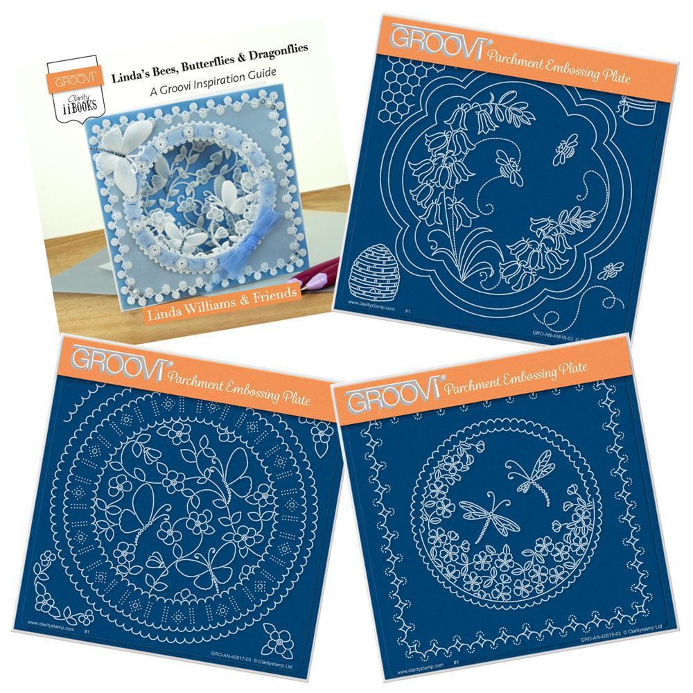 Linda's Bees, Butterflies & Dragonflies Groovi Plates & ii Book Bundle