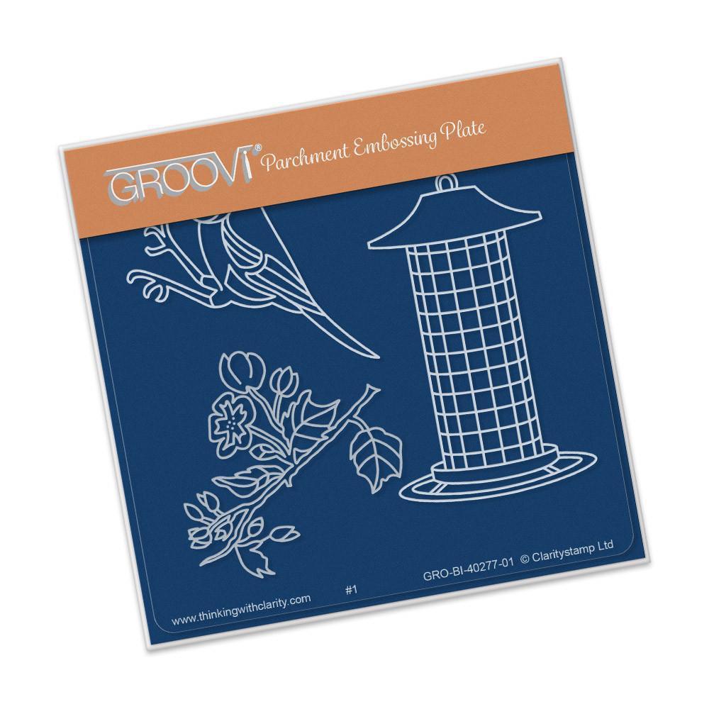 Small Garden Bird With Feeder A6 Square Groovi Baby Plate