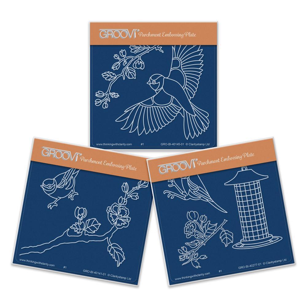 Garden Birds A6 Square Groovi Baby Plate Set