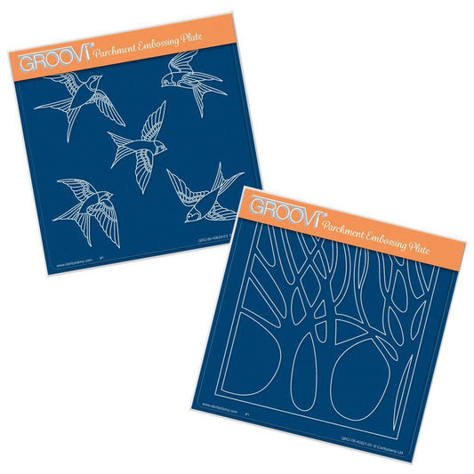 House Martins & Woodland Glade A5 Square Groovi Plate Set